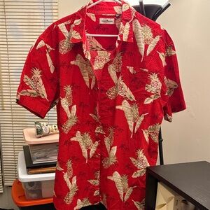 Tropical Red Pineapple Print Casual Shirt